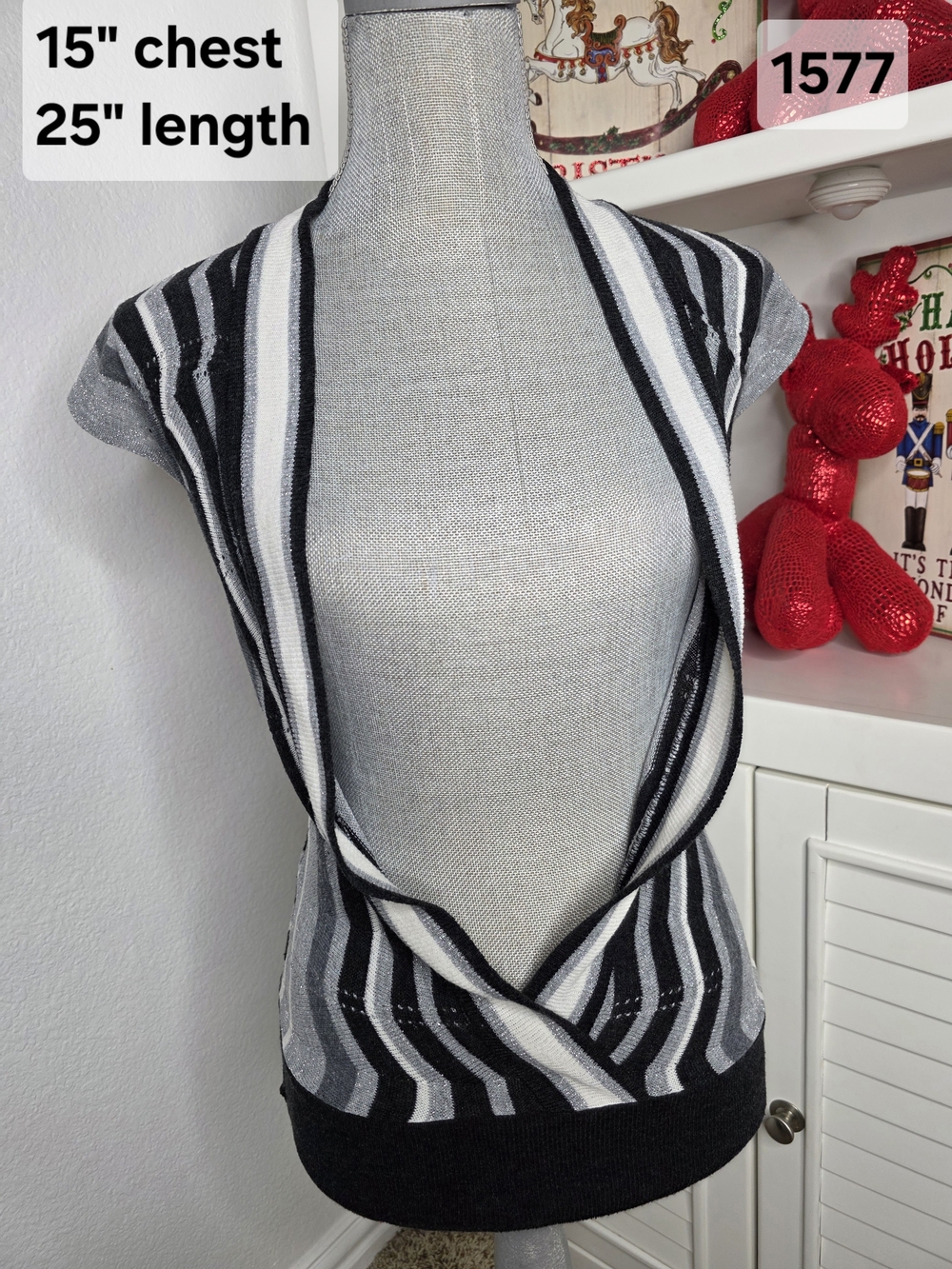 Vintage Y2K Charlotte Russe Striped Faux Wrap Knit Vest Top Made in USA Medium